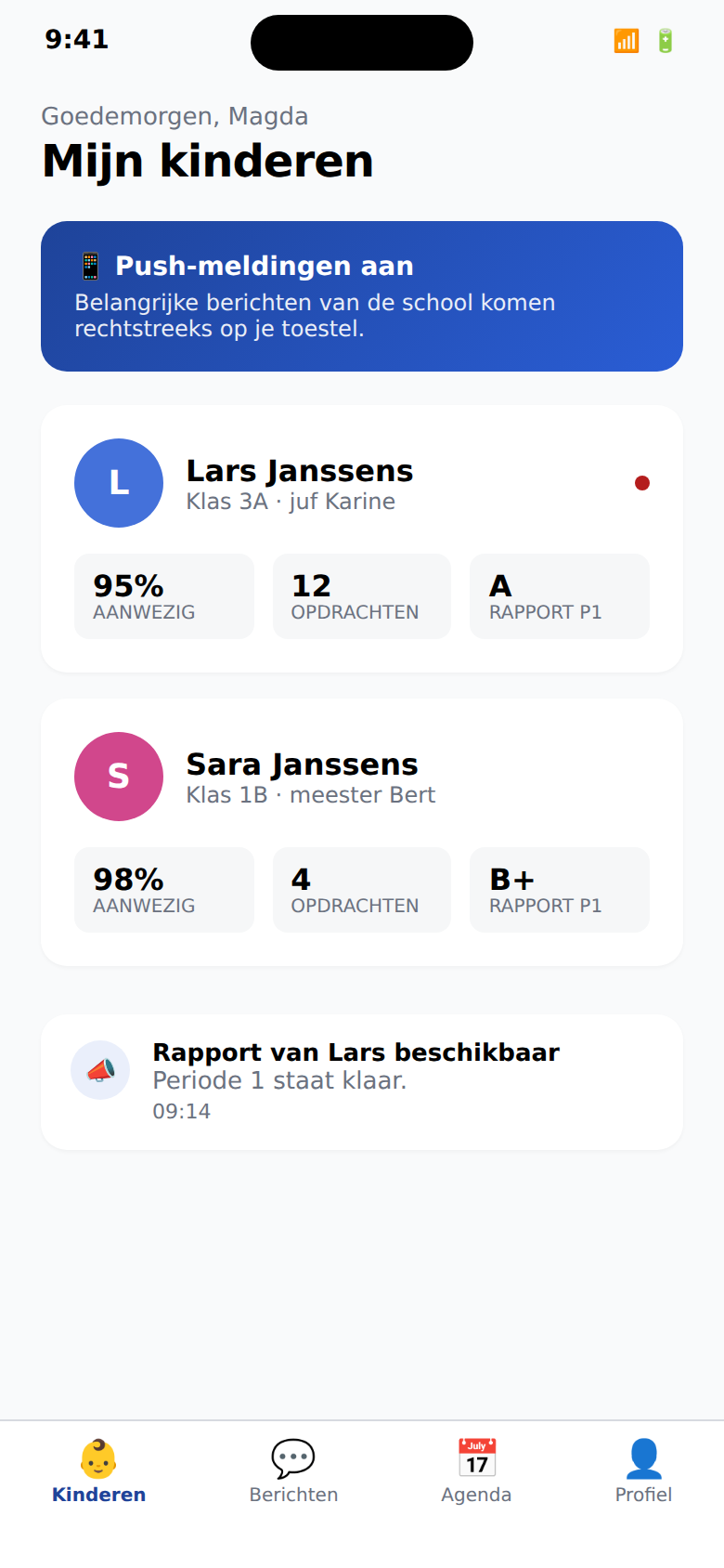 Mobile app for parents