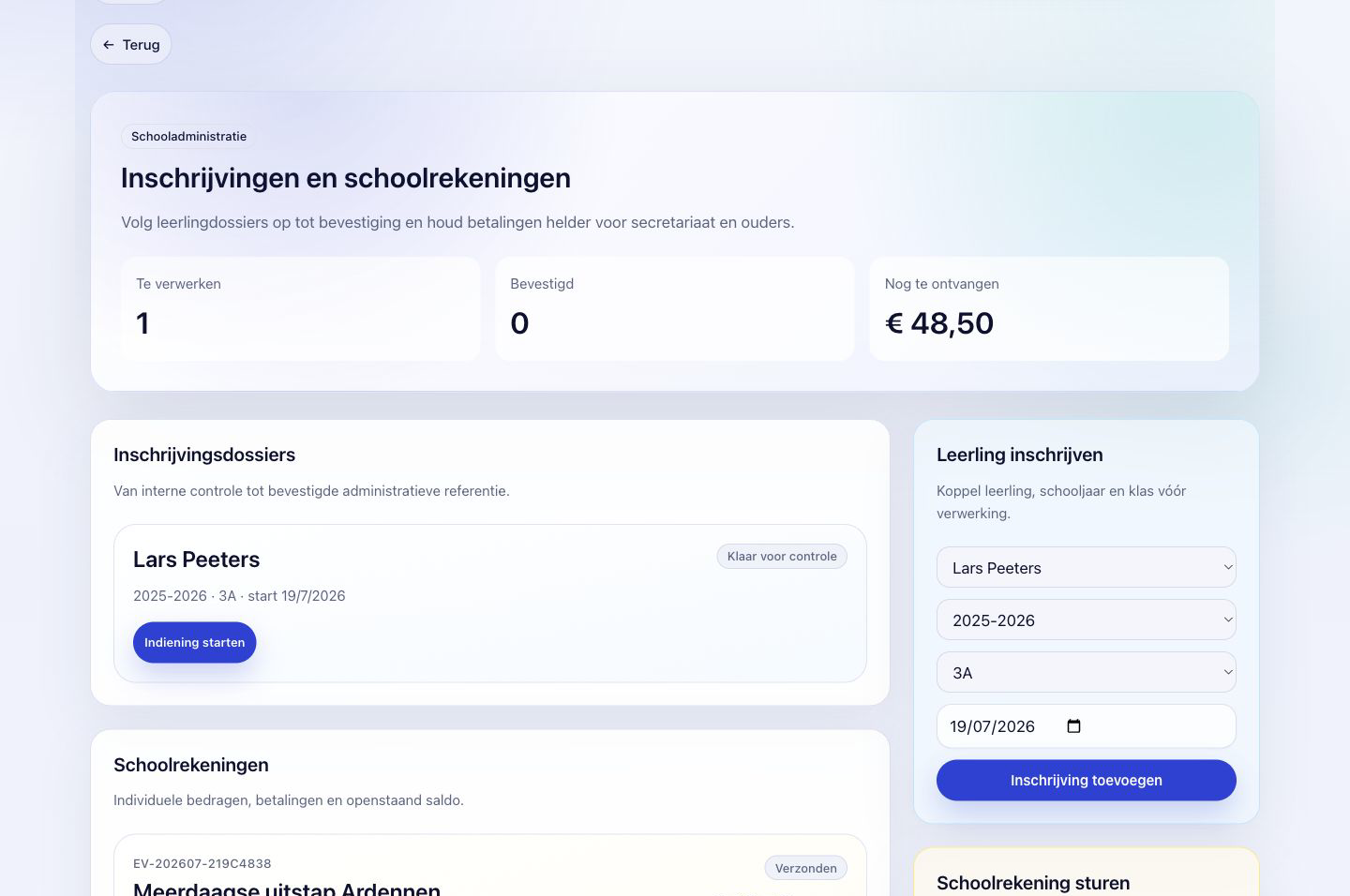 Enrolment and school billing