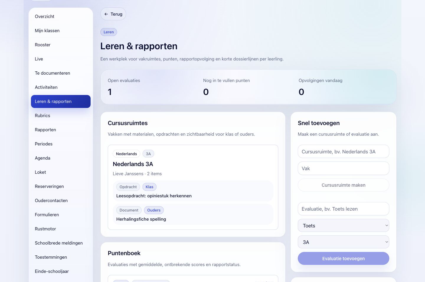 Learning and reporting